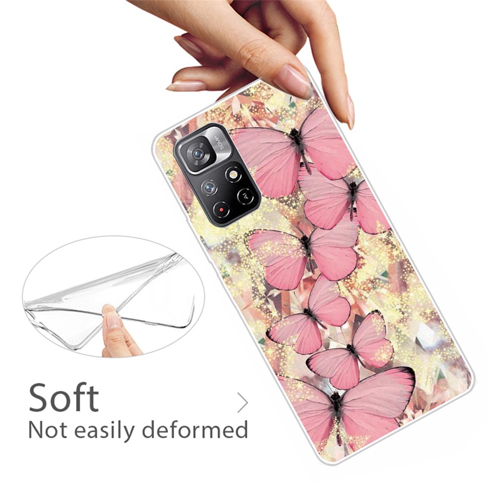 Pattern Printing Thin Light Soft TPU Phone Protective Case Shell for Xiaomi Redmi Note 11 Pro/Note 11 Pro+ - Pink Butterfly-3