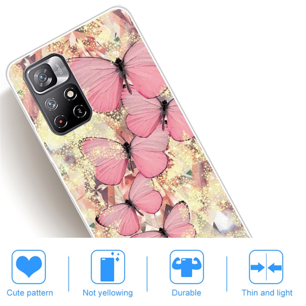 Pattern Printing Thin Light Soft TPU Phone Protective Case Shell for Xiaomi Redmi Note 11 Pro/Note 11 Pro+ - Pink Butterfly-4