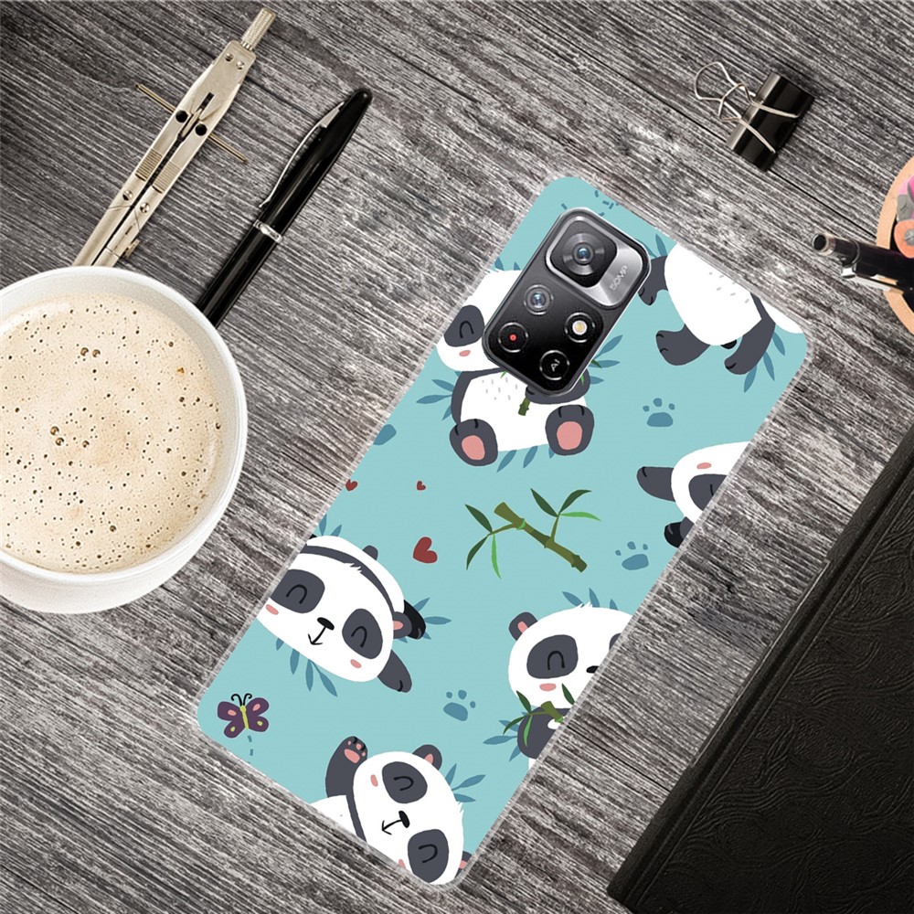 Pattern Printing Thin Light Soft TPU Phone Protective Case Shell for Xiaomi Redmi Note 11 Pro/Note 11 Pro+ - Panda and Bamboo-2