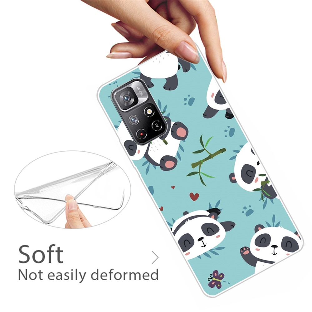 Pattern Printing Thin Light Soft TPU Phone Protective Case Shell for Xiaomi Redmi Note 11 Pro/Note 11 Pro+ - Panda and Bamboo-3