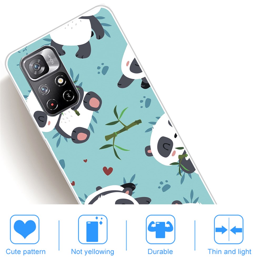 Pattern Printing Thin Light Soft TPU Phone Protective Case Shell for Xiaomi Redmi Note 11 Pro/Note 11 Pro+ - Panda and Bamboo-4