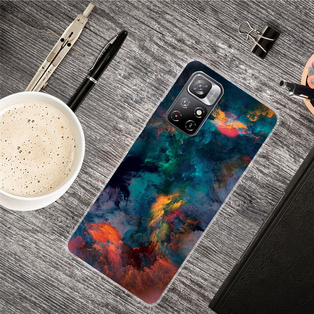 Pattern Printing Not Yellowing Soft TPU Well-protected Back Case Cover for Xiaomi Redmi Note 11/Poco M4 Pro 5G - Starry Sky-2
