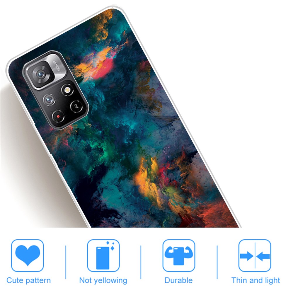 Pattern Printing Not Yellowing Soft TPU Well-protected Back Case Cover for Xiaomi Redmi Note 11/Poco M4 Pro 5G - Starry Sky-4