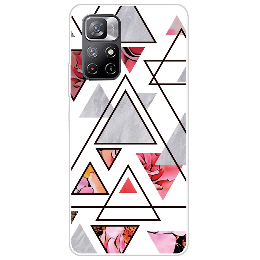 Pattern Printing Not Yellowing Freely-twisted TPU Mobile Phone Back Case Cover for Xiaomi Redmi Note 11 Pro/Note 11 Pro+ - Triangle-1