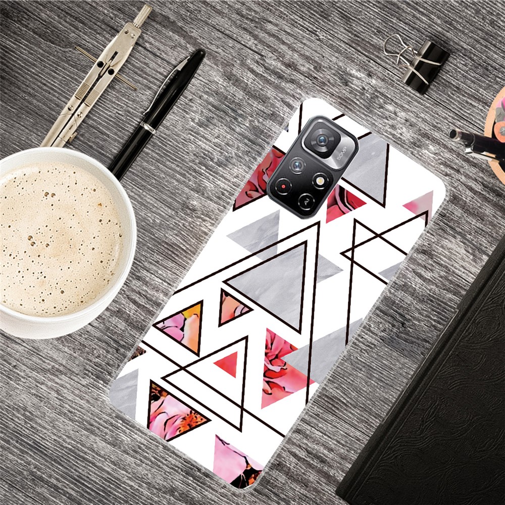 Pattern Printing Not Yellowing Freely-twisted TPU Mobile Phone Back Case Cover for Xiaomi Redmi Note 11 Pro/Note 11 Pro+ - Triangle-2