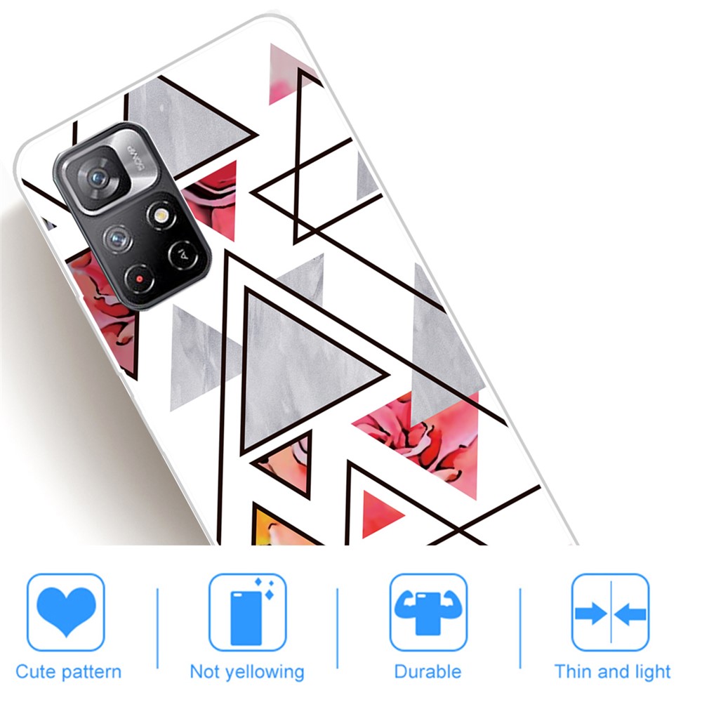 Pattern Printing Not Yellowing Freely-twisted TPU Mobile Phone Back Case Cover for Xiaomi Redmi Note 11 Pro/Note 11 Pro+ - Triangle-4