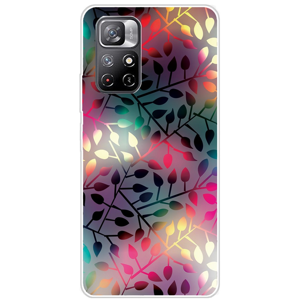 Pattern Printing Not Yellowing Freely-twisted TPU Mobile Phone Back Case Cover for Xiaomi Redmi Note 11 Pro/Note 11 Pro+ - Colorful Leaf-1