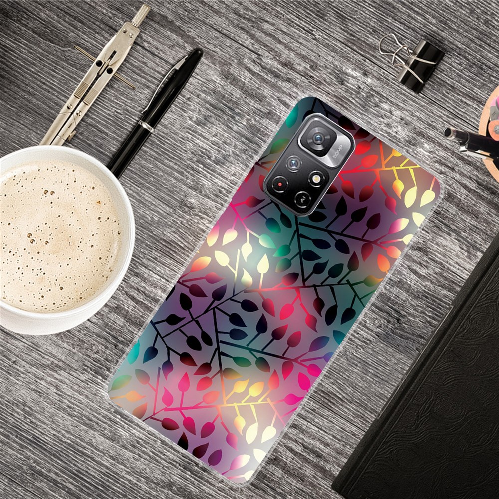 Pattern Printing Not Yellowing Freely-twisted TPU Mobile Phone Back Case Cover for Xiaomi Redmi Note 11 Pro/Note 11 Pro+ - Colorful Leaf-2