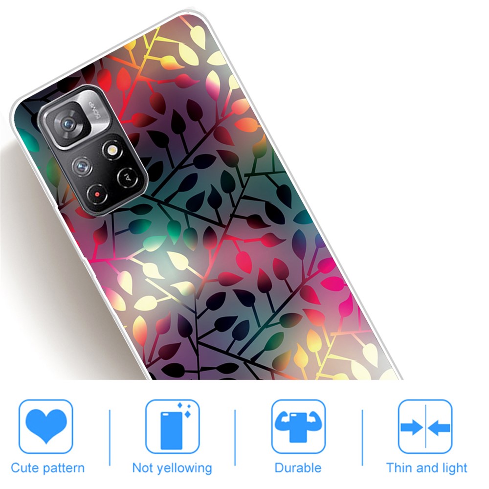 Pattern Printing Not Yellowing Freely-twisted TPU Mobile Phone Back Case Cover for Xiaomi Redmi Note 11 Pro/Note 11 Pro+ - Colorful Leaf-4