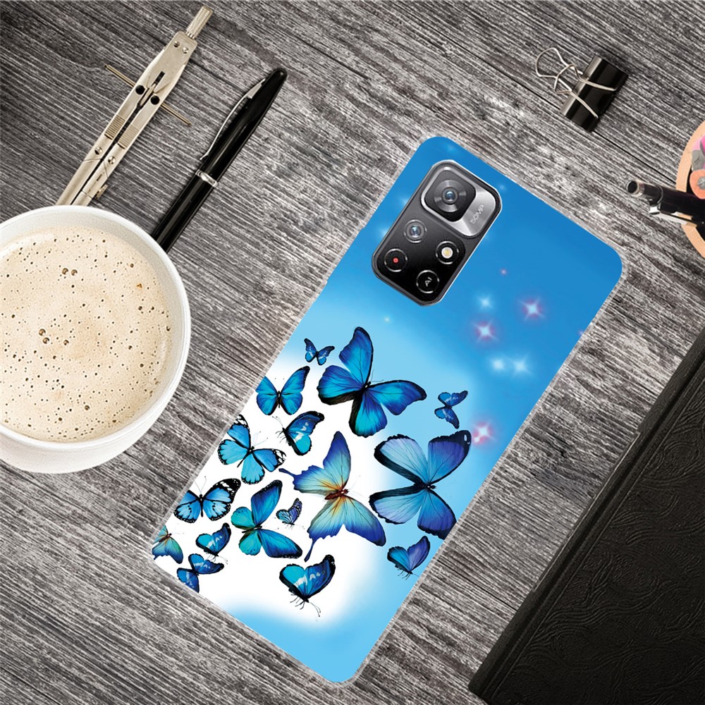 Pattern Printing Not Yellowing Freely-twisted TPU Mobile Phone Back Case Cover for Xiaomi Redmi Note 11 Pro/Note 11 Pro+ - Blue Butterfly-2