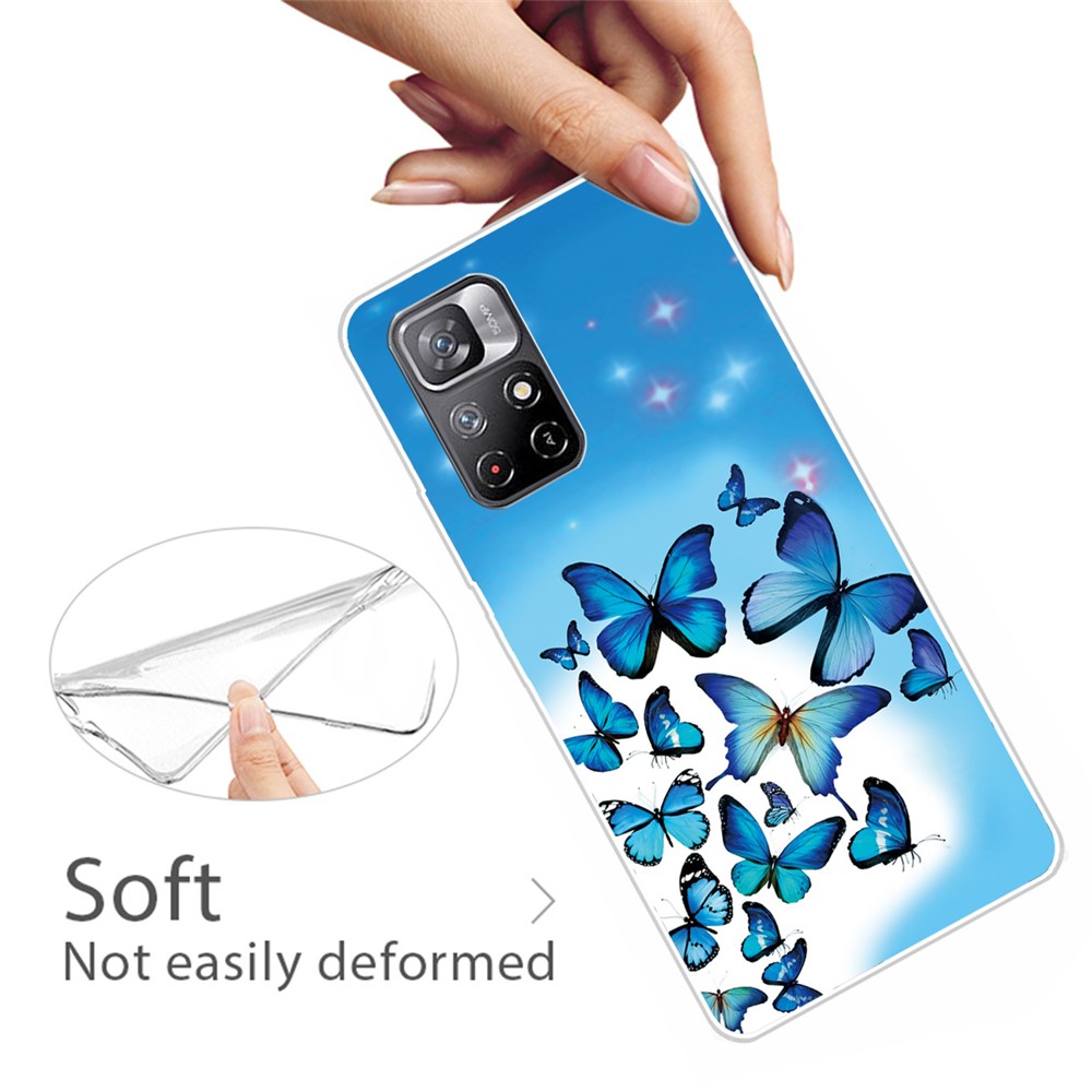 Pattern Printing Not Yellowing Freely-twisted TPU Mobile Phone Back Case Cover for Xiaomi Redmi Note 11 Pro/Note 11 Pro+ - Blue Butterfly-3