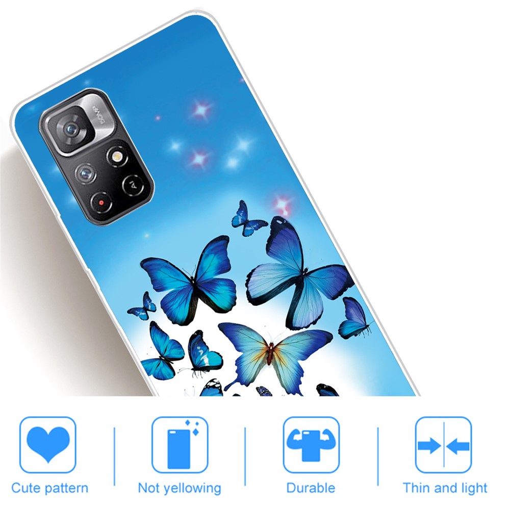 Pattern Printing Not Yellowing Freely-twisted TPU Mobile Phone Back Case Cover for Xiaomi Redmi Note 11 Pro/Note 11 Pro+ - Blue Butterfly-4