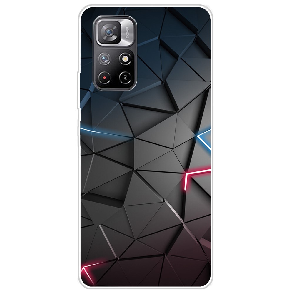Scratch-resistant TPU Phone Cover Pattern Printing Freely-twisted Phone Back Case for Xiaomi Redmi Note 11 / Poco M4 Pro 5G - Triangles-1