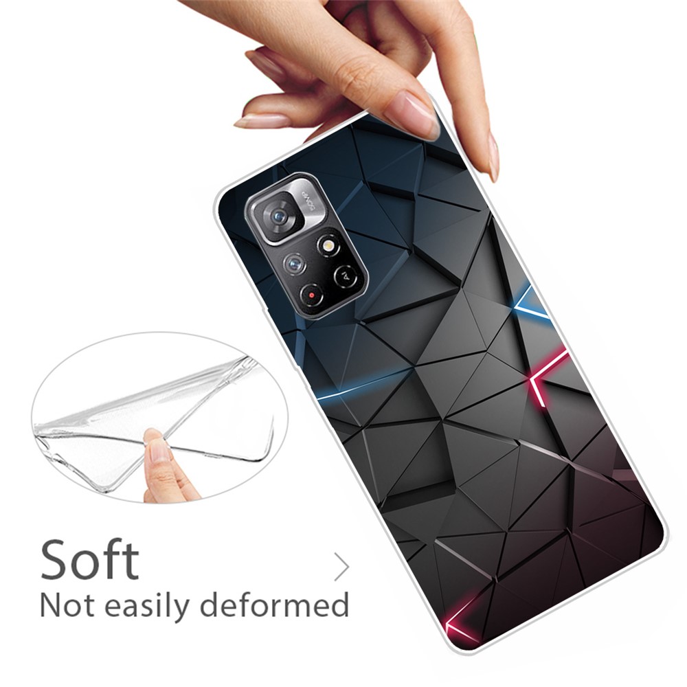 Scratch-resistant TPU Phone Cover Pattern Printing Freely-twisted Phone Back Case for Xiaomi Redmi Note 11 / Poco M4 Pro 5G - Triangles-2