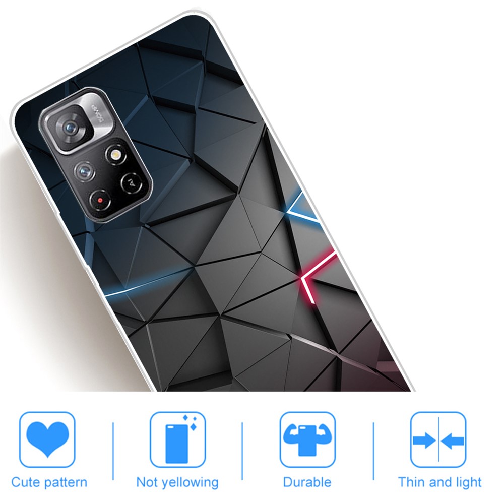 Scratch-resistant TPU Phone Cover Pattern Printing Freely-twisted Phone Back Case for Xiaomi Redmi Note 11 / Poco M4 Pro 5G - Triangles-3