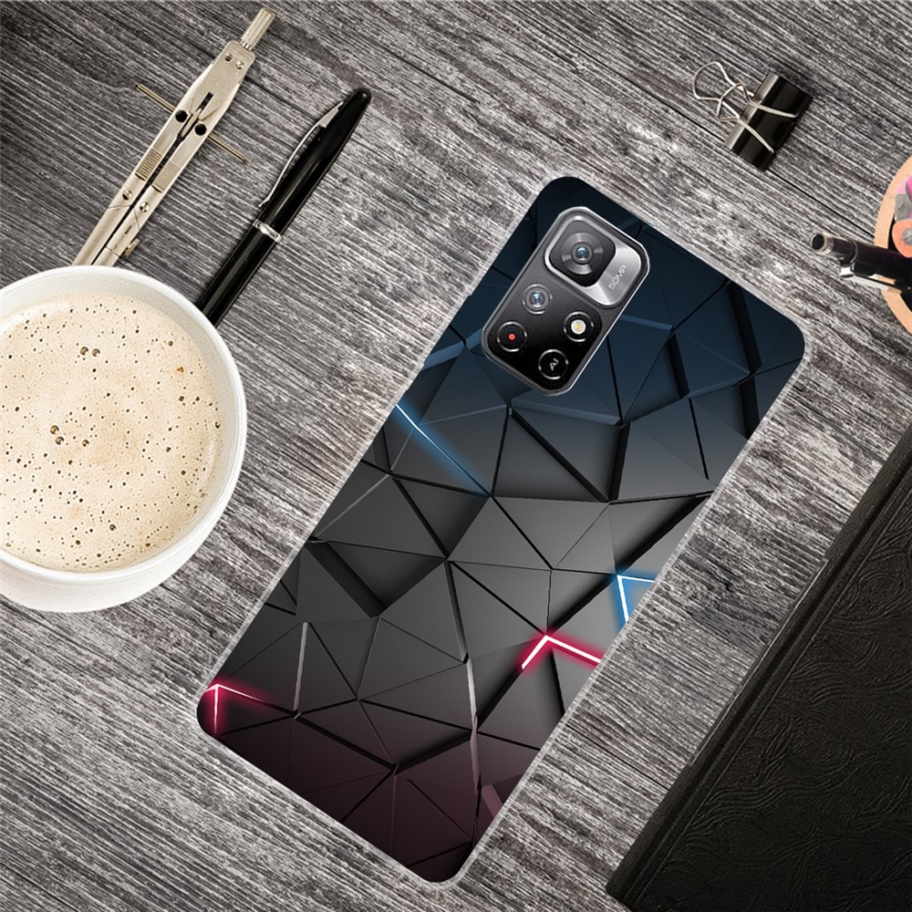 Scratch-resistant TPU Phone Cover Pattern Printing Freely-twisted Phone Back Case for Xiaomi Redmi Note 11 / Poco M4 Pro 5G - Triangles-4