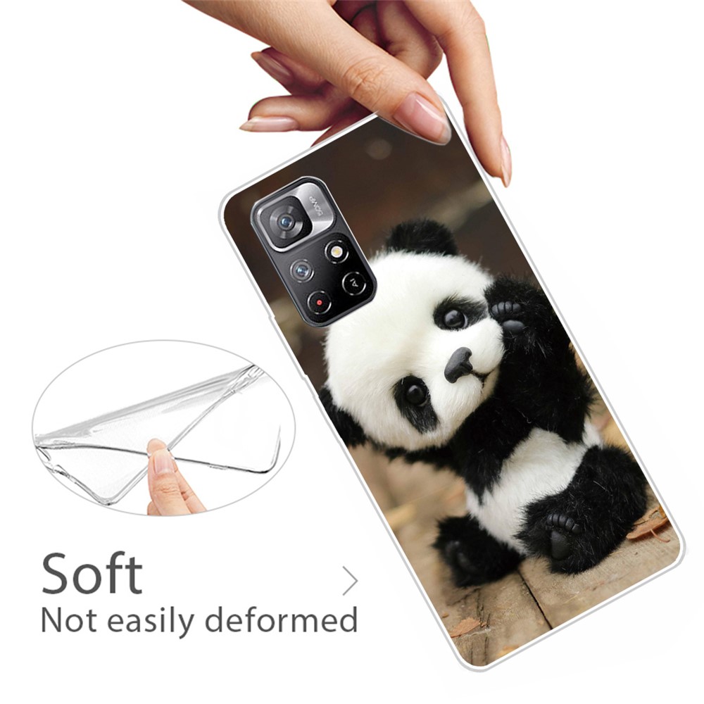Pattern Printing Anti-yellowing TPU Mobile Phone Back Case Cover for Xiaomi Redmi Note 11 Pro+ / Redmi Note 11 Pro - Panda-2