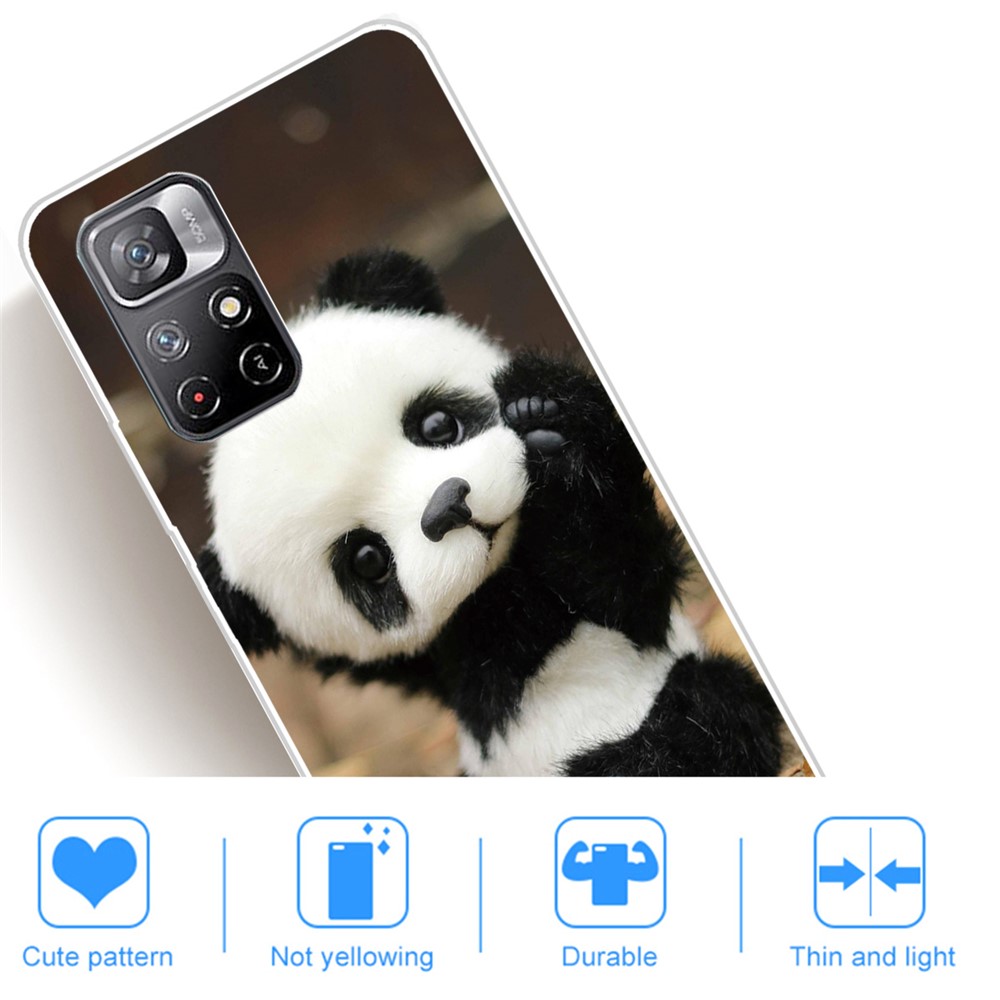 Pattern Printing Anti-yellowing TPU Mobile Phone Back Case Cover for Xiaomi Redmi Note 11 Pro+ / Redmi Note 11 Pro - Panda-3