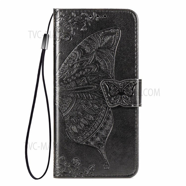 Imprinting Butterfly Flower Pattern Well-protected Anti-scratch Wallet Stand Leather Phone Case Shell with Strap for Xiaomi Redmi Note 11 Pro/Note 11 Pro+ - Black-10