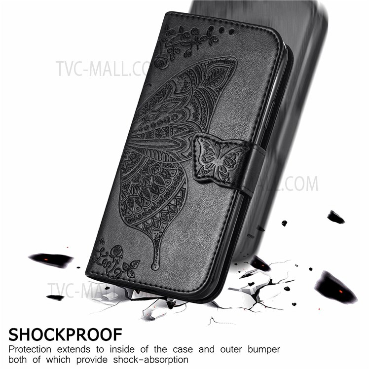 Imprinting Butterfly Flower Pattern Well-protected Anti-scratch Wallet Stand Leather Phone Case Shell with Strap for Xiaomi Redmi Note 11 Pro/Note 11 Pro+ - Black-5