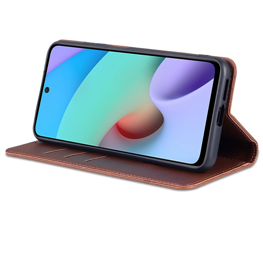 AZNS Anti-fall Well-protected Auto-absorbed Wallet Design PU Leather Phone Stand Cover Case for Xiaomi Redmi Note 11 Pro/Note 11 Pro+ - Coffee-5