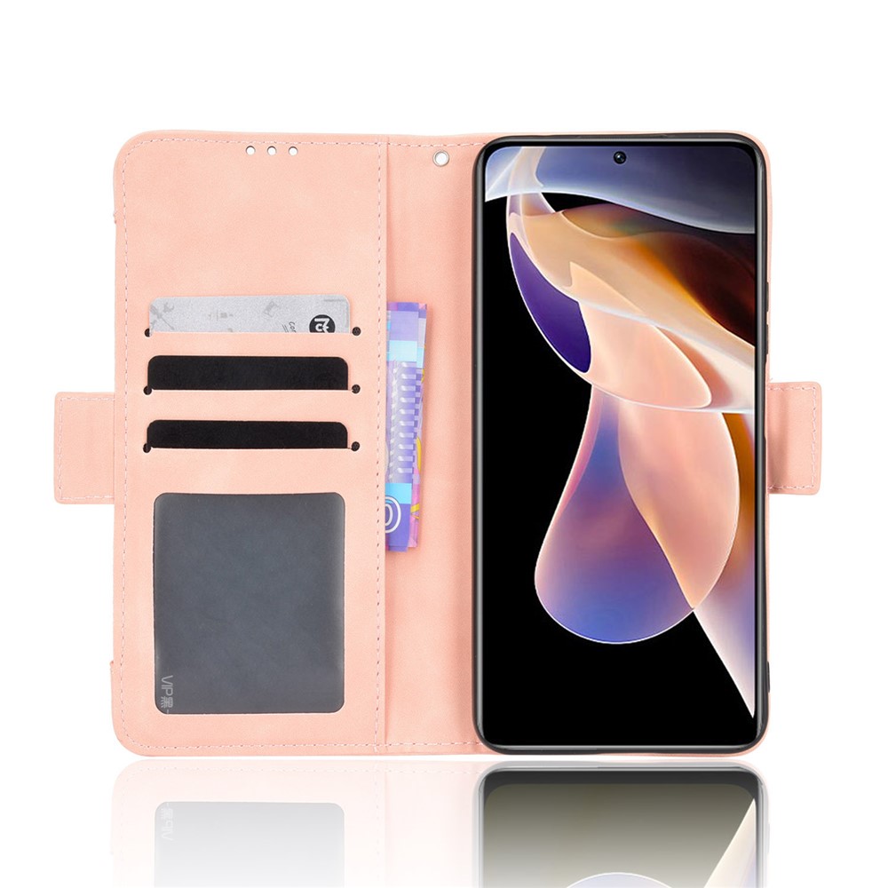 Magnetic Closure Scratch-resistant Case Multiple Card Slot Design Wallet PU Leather Phone Cover with Stand for Xiaomi Redmi Note 11 Pro/Note 11 Pro+ - Pink-4