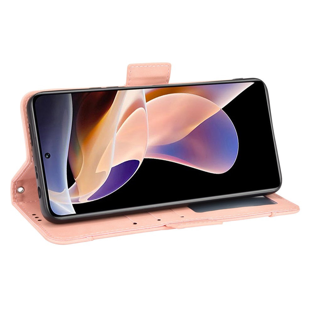 Magnetic Closure Scratch-resistant Case Multiple Card Slot Design Wallet PU Leather Phone Cover with Stand for Xiaomi Redmi Note 11 Pro/Note 11 Pro+ - Pink-5