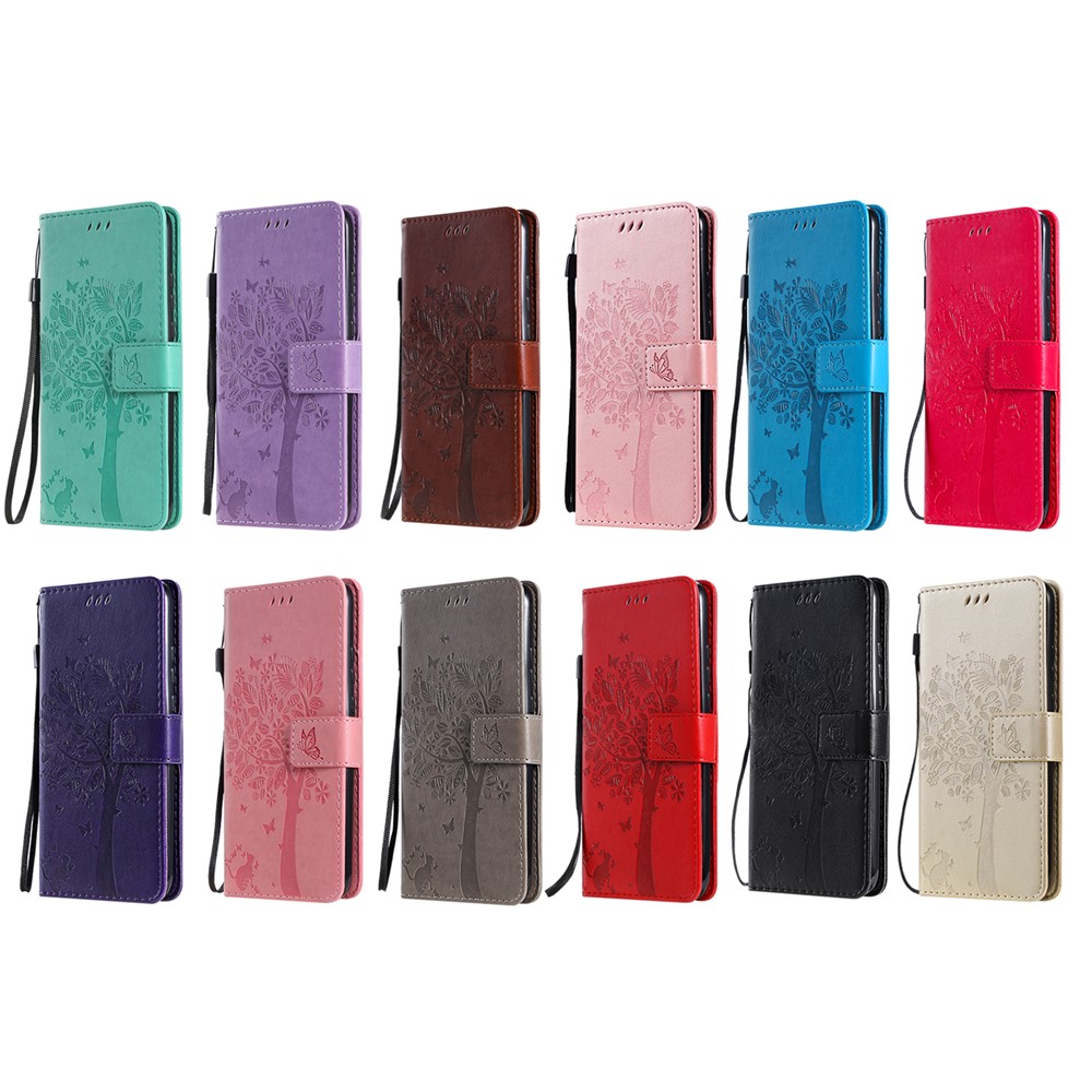 PU Leather Wallet Folio Flip Cover Cat and Tree Pattern Imprinted Stand Shockproof Phone Case with Strap for Xiaomi Redmi Note 11 / Poco M4 Pro 5G - Pink-8