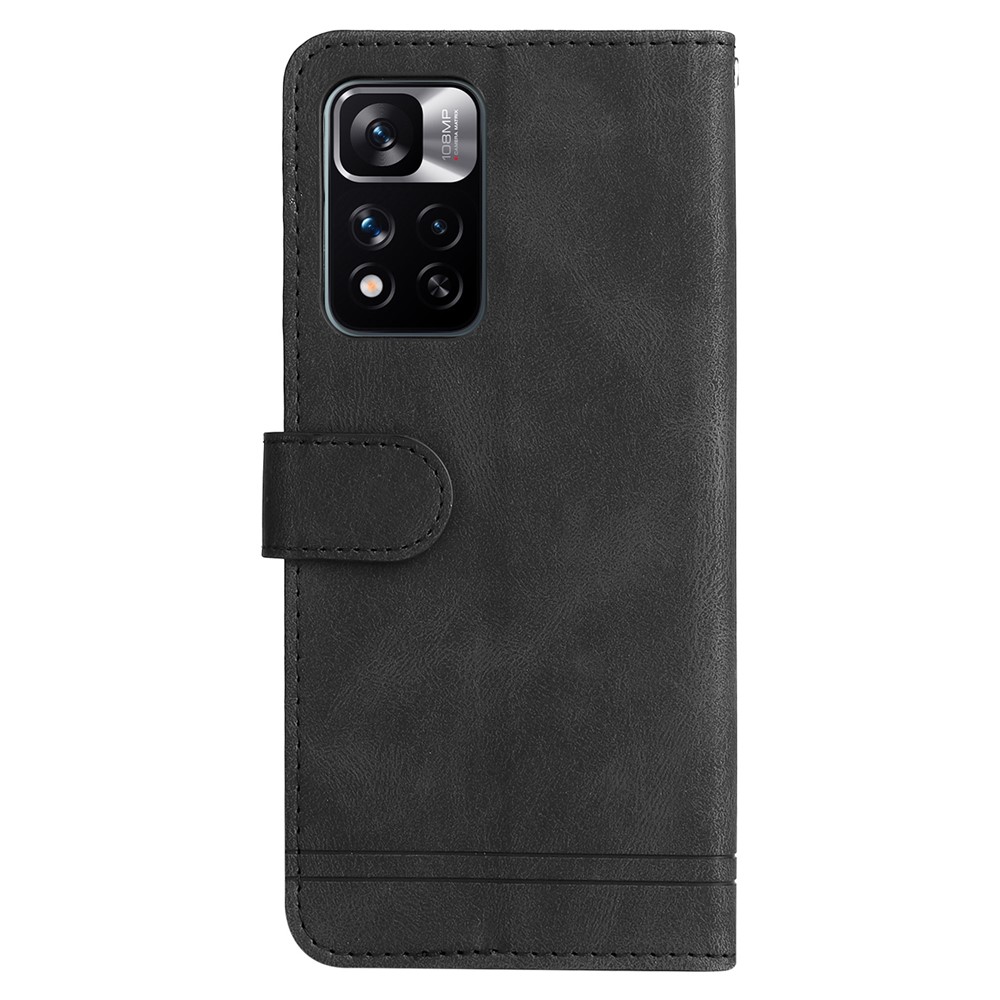 Leather Case Skin-touch Stand Wallet Leather Cover Shell with Tree Pattern Metal Button Decor for Xiaomi Redmi Note 11 Pro 5G/Note 11 Pro+ 5G - Black-3