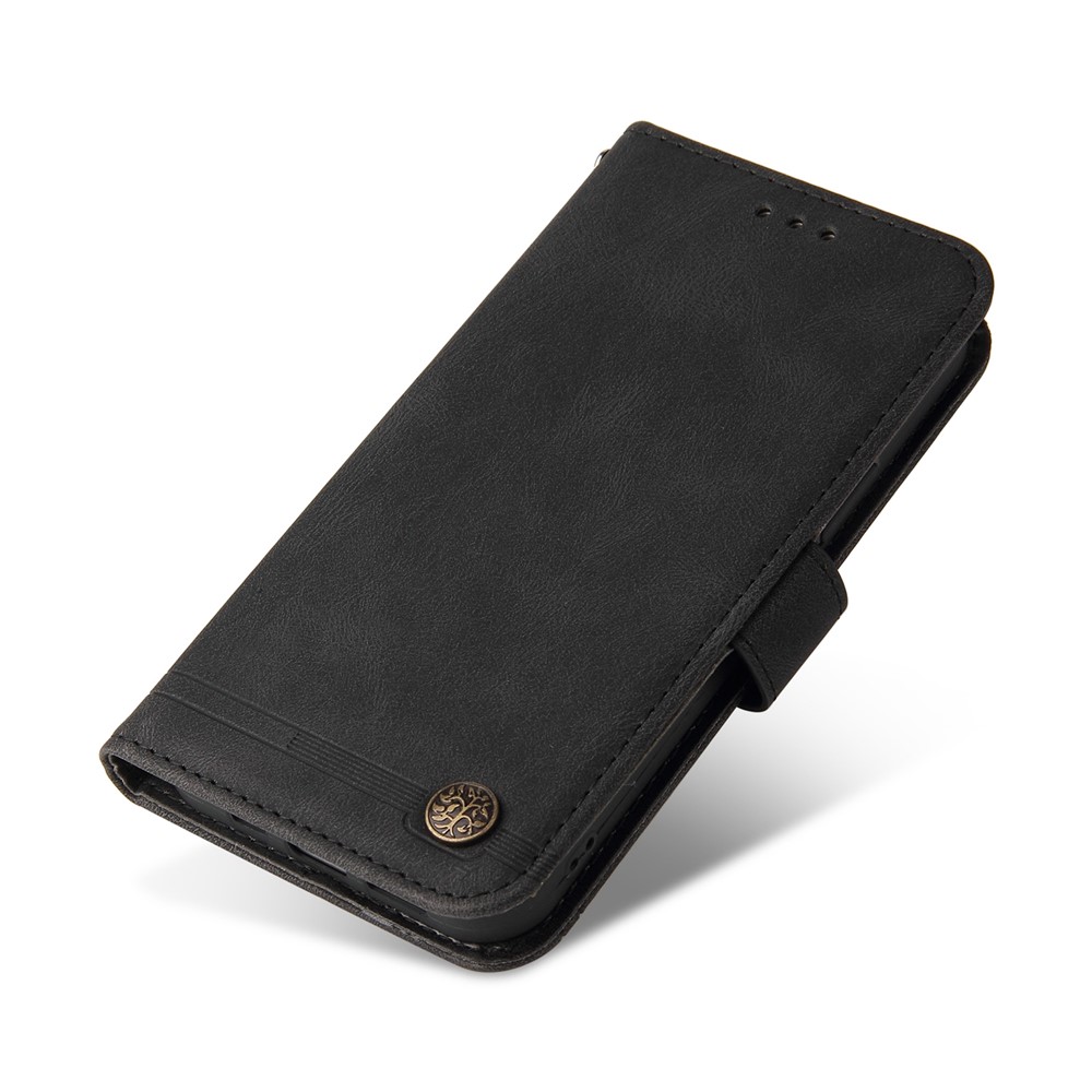 Leather Case Skin-touch Stand Wallet Leather Cover Shell with Tree Pattern Metal Button Decor for Xiaomi Redmi Note 11 Pro 5G/Note 11 Pro+ 5G - Black-8