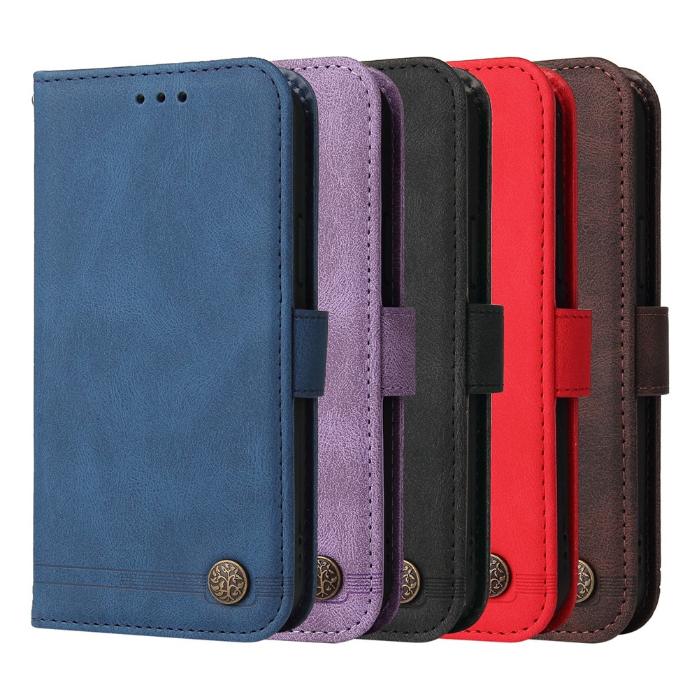 Leather Case Skin-touch Stand Wallet Leather Cover Shell with Tree Pattern Metal Button Decor for Xiaomi Redmi Note 11 Pro 5G/Note 11 Pro+ 5G - Black-9