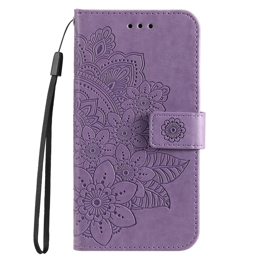 Imprinting Flower Pattern Wallet Leather Protective Phone Case Shell with Foldable Stand for Xiaomi Redmi Note 11 Pro/Note 11 Pro+ - Purple-2