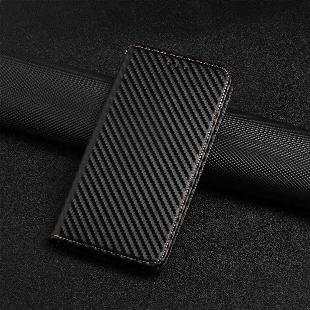 Carbon Fiber Texture Auto-absorbed Shockproof Leather Case Flip Phone Cover with Strap for Xiaomi Poco M3 Pro 4G/5G/Redmi Note 10 5G/Redmi Note 10T 5G - Black-8