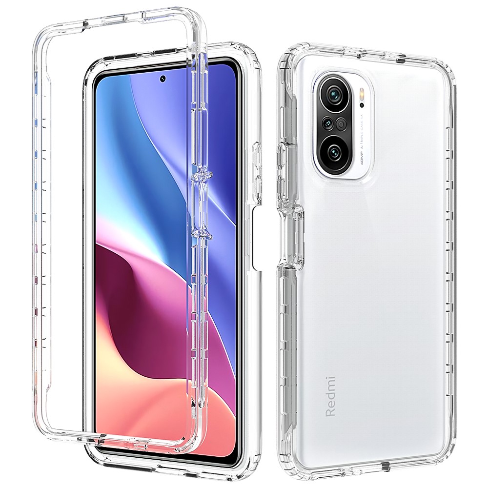 Drop-proof Clear Case Detachable 2-in-1 Design Gradient Color TPU + PC Phone Cover for Xiaomi Redmi K40/Redmi K40 Pro/Poco F3/Mi 11i - Transparent-1