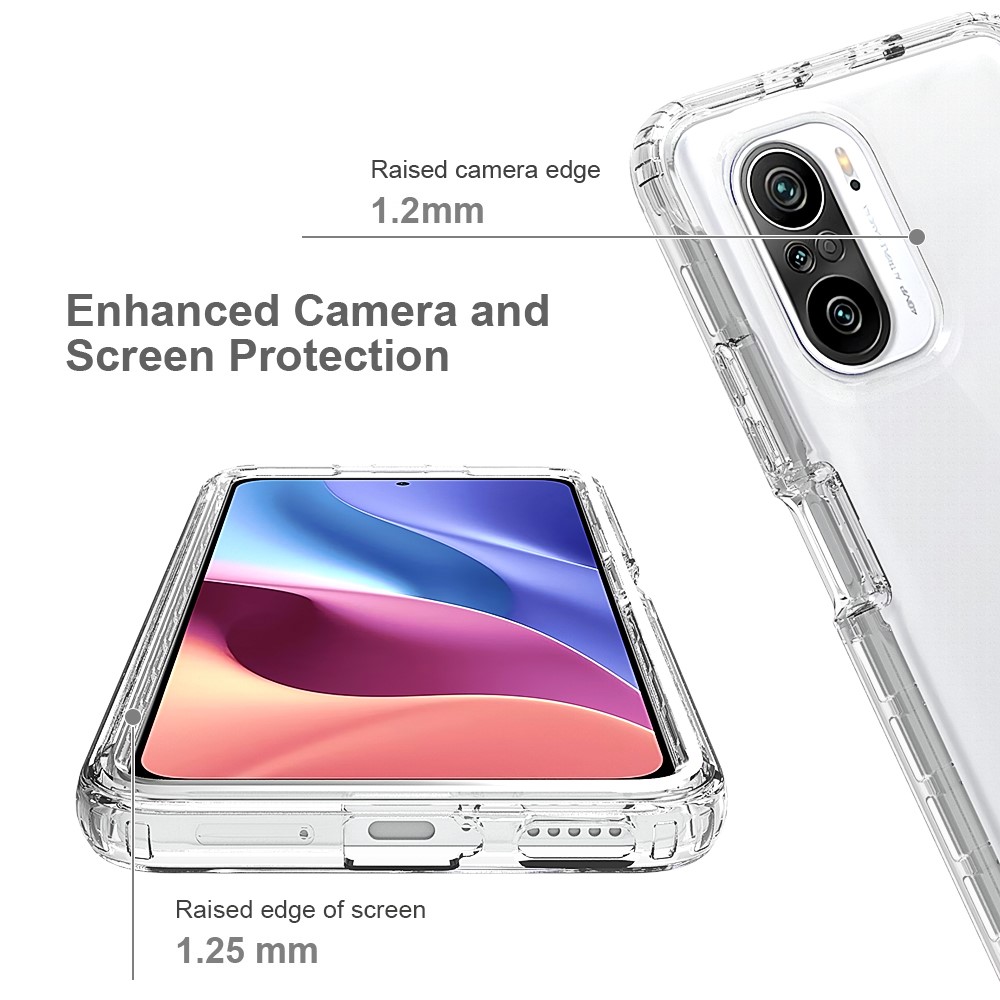 Drop-proof Clear Case Detachable 2-in-1 Design Gradient Color TPU + PC Phone Cover for Xiaomi Redmi K40/Redmi K40 Pro/Poco F3/Mi 11i - Transparent-3