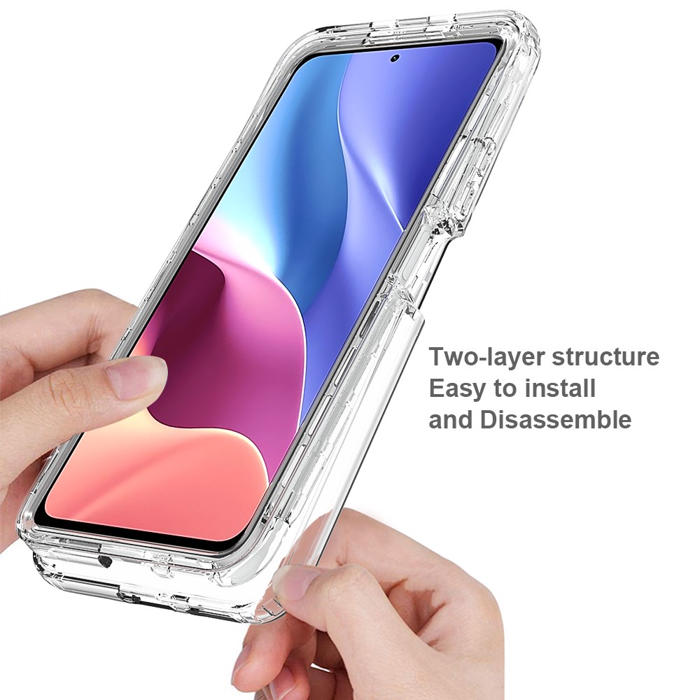 Drop-proof Clear Case Detachable 2-in-1 Design Gradient Color TPU + PC Phone Cover for Xiaomi Redmi K40/Redmi K40 Pro/Poco F3/Mi 11i - Transparent-4