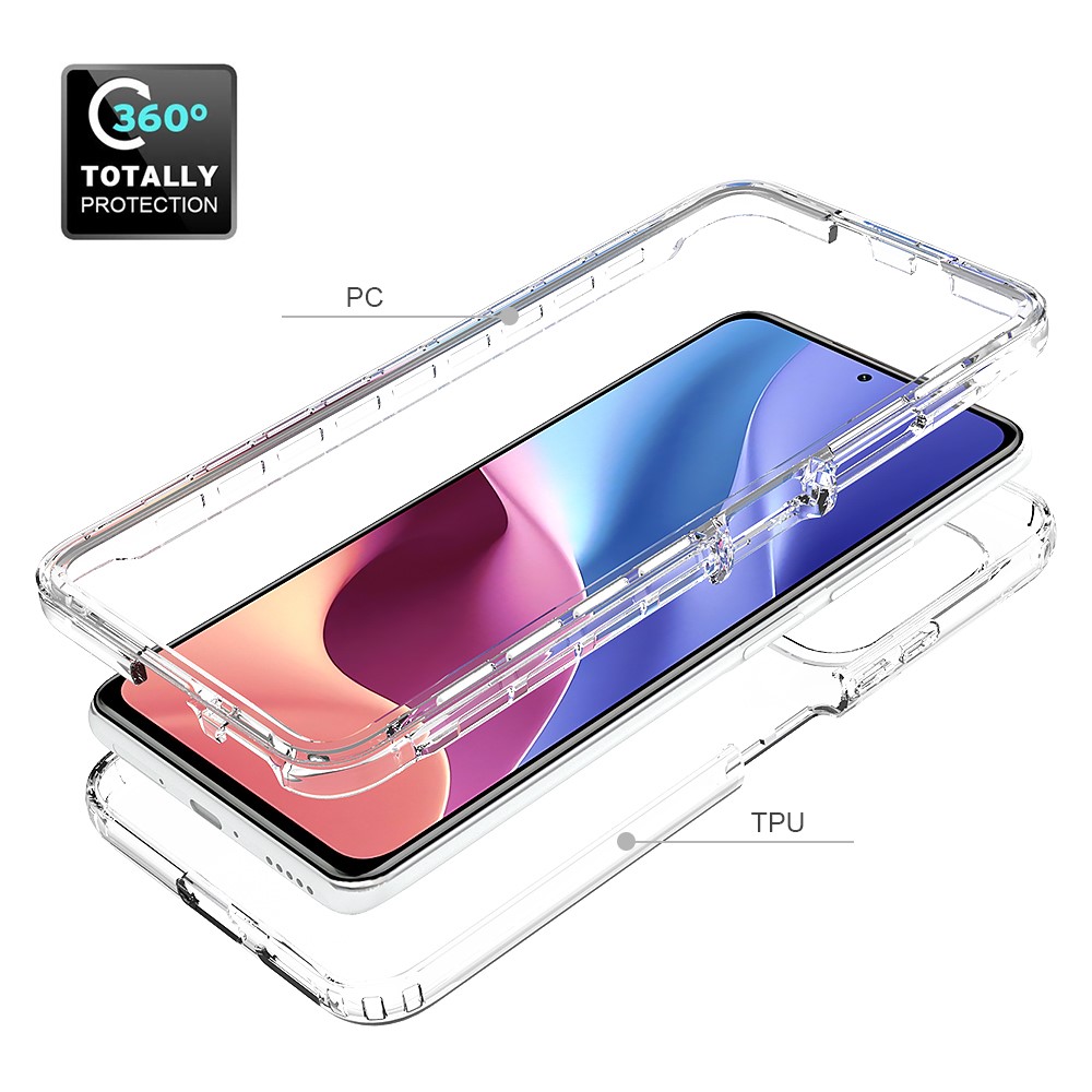 Drop-proof Clear Case Detachable 2-in-1 Design Gradient Color TPU + PC Phone Cover for Xiaomi Redmi K40/Redmi K40 Pro/Poco F3/Mi 11i - Transparent-5