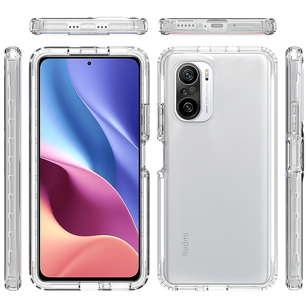 Drop-proof Clear Case Detachable 2-in-1 Design Gradient Color TPU + PC Phone Cover for Xiaomi Redmi K40/Redmi K40 Pro/Poco F3/Mi 11i - Transparent-6
