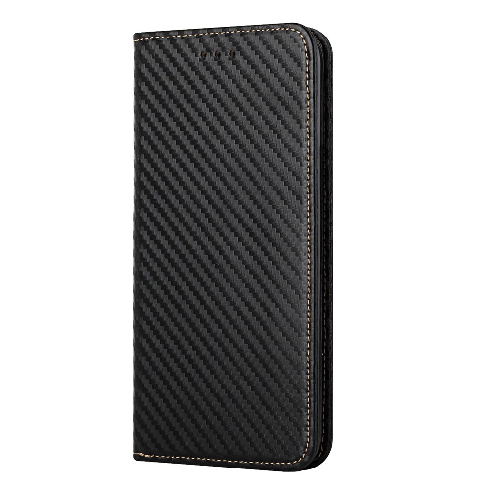 Solid Color Carbon Fiber Texture Magnetic Auto Closing Leather Stand Wallet Cover Phone Case for Xiaomi Redmi Note 10 Pro 4G (India)/(Global) - Black-2