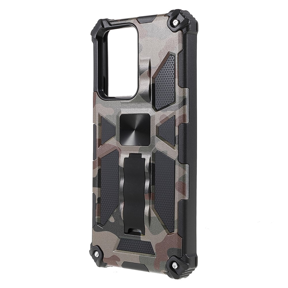 Anti-riscos Built-in Kickstand Design De Camuflagem Caso De Telefone De Gota Para Xiaomi 11t / 11t Pro - Exército Verde