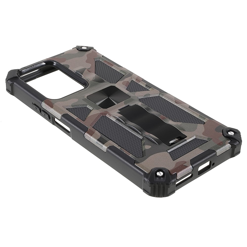 Anti-riscos Built-in Kickstand Design De Camuflagem Caso De Telefone De Gota Para Xiaomi 11t / 11t Pro - Exército Verde