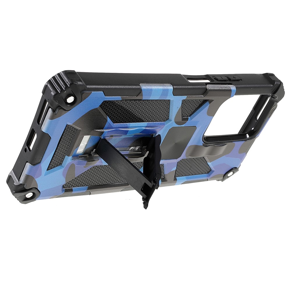 Anti-scratch Built-in Kickstand Camouflage Design Drop-proof Phone Case Shell for Xiaomi 11T/11T Pro - Dark Blue-7
