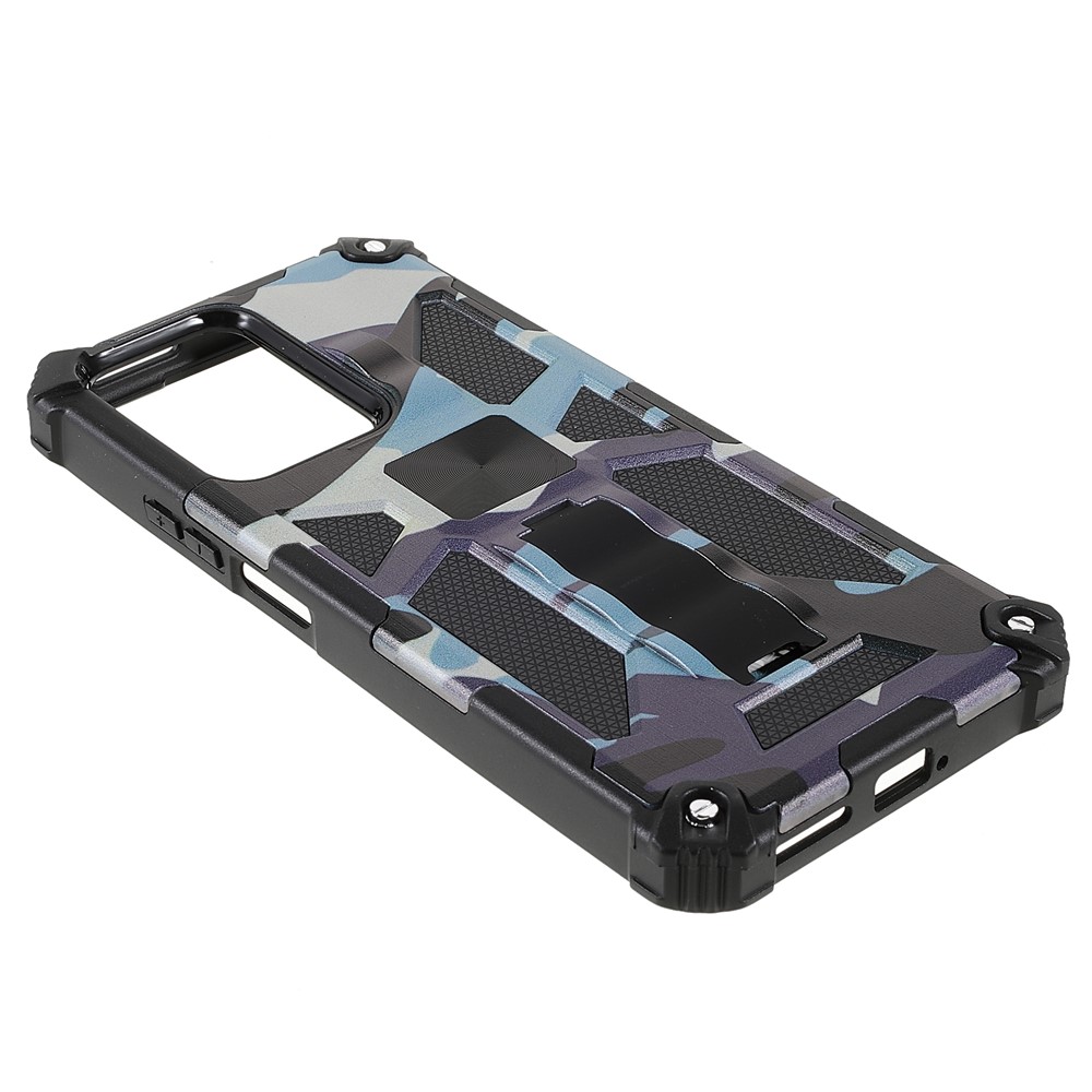 Anti-scratch Built-in Kickstand Camouflage Design Drop-proof Phone Case Shell for Xiaomi 11T/11T Pro - Blue-4