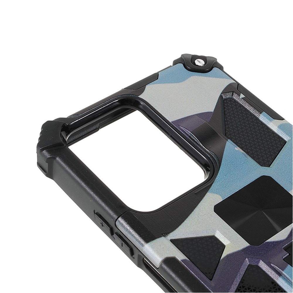 Anti-scratch Built-in Kickstand Camouflage Design Drop-proof Phone Case Shell for Xiaomi 11T/11T Pro - Blue-6