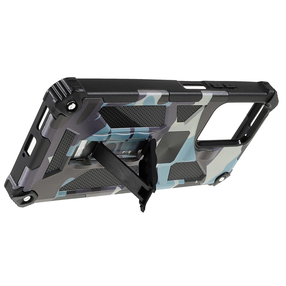 Anti-scratch Built-in Kickstand Camouflage Design Drop-proof Phone Case Shell for Xiaomi 11T/11T Pro - Blue-7