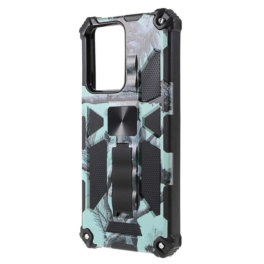 Anti-scratch Built-in Kickstand Camouflage Design Drop-proof Phone Case Shell for Xiaomi 11T/11T Pro - Mint Green-2