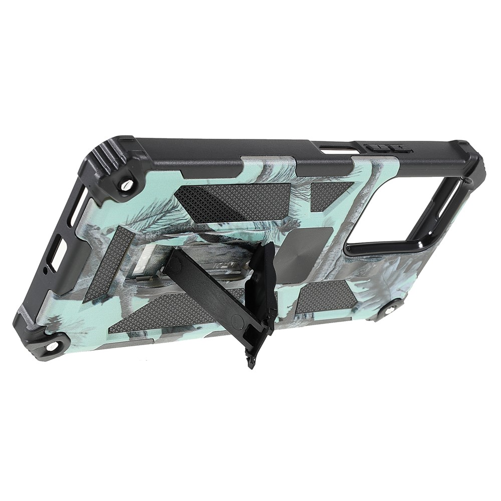 Anti-scratch Built-in Kickstand Camouflage Design Drop-proof Phone Case Shell for Xiaomi 11T/11T Pro - Mint Green-7