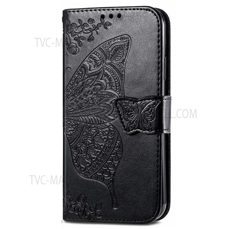 Scratch-resistant Fashionable Imprinted Butterfly Flower PU Leather + TPU Shockproof Phone Case Flip Stand Cover with Strap for Xiaomi Redmi Note 11T 5G / Redmi Note 11 / Poco M4 Pro 5G - Black-9