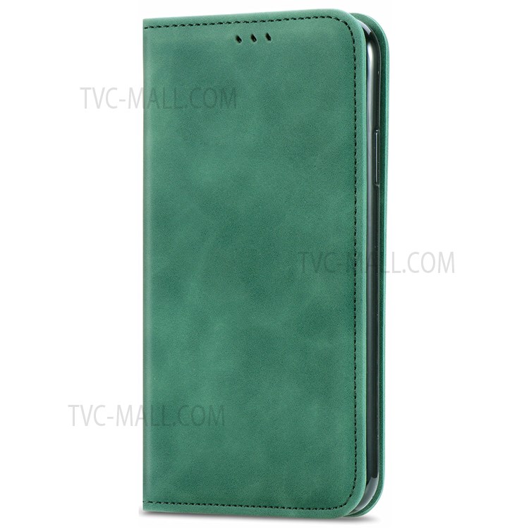 Skin-Touch Surface PU Leather Flip Case Stand Card Slots Folio Auto Magnetic Closed Cover for Xiaomi Redmi Note 11T 5G / Redmi Note 11 / Poco M4 Pro 5G - Green-7