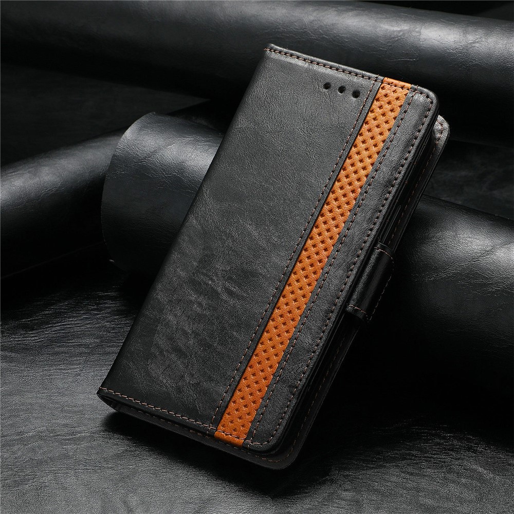 CASENEO 002 Series Splicing PU Leather Phone Cover Magnetic Closure Phone Case Stand Wallet for Xiaomi Redmi Note 11 / Redmi Note 11T 5G / Poco M4 Pro 5G - Black-12